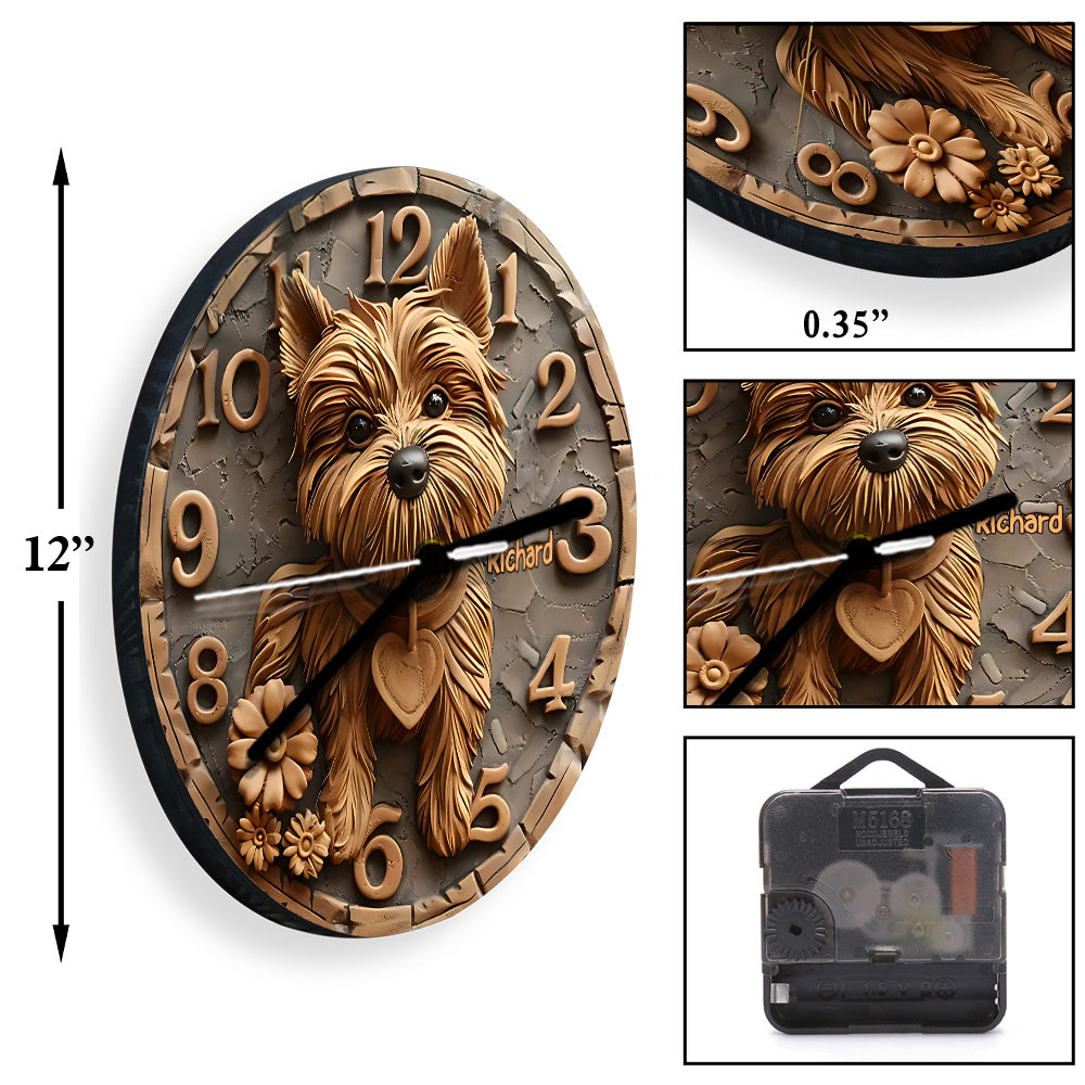 Cute Yorkshire Terrier - Personalized Yorkshire Terriers Wall Clock