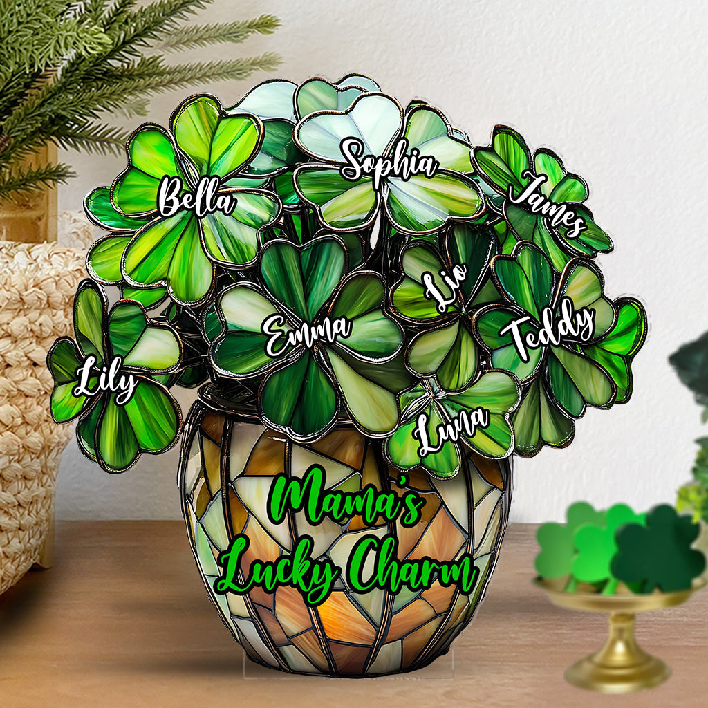 Lucky Mama - Personalized Mother Custom Shaped Acrylic Plaque