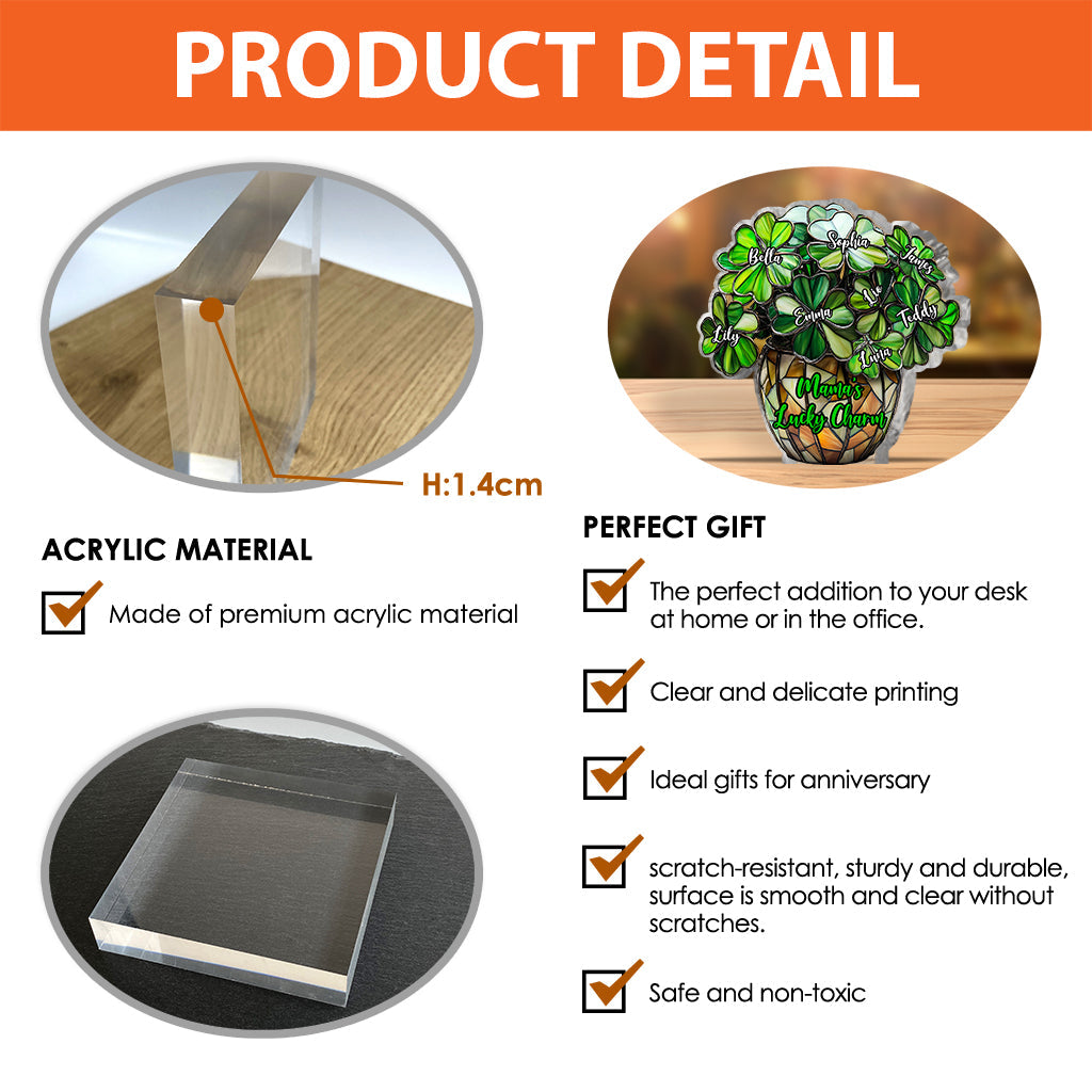 Lucky Mama - Personalized Mother Custom Shaped Acrylic Plaque