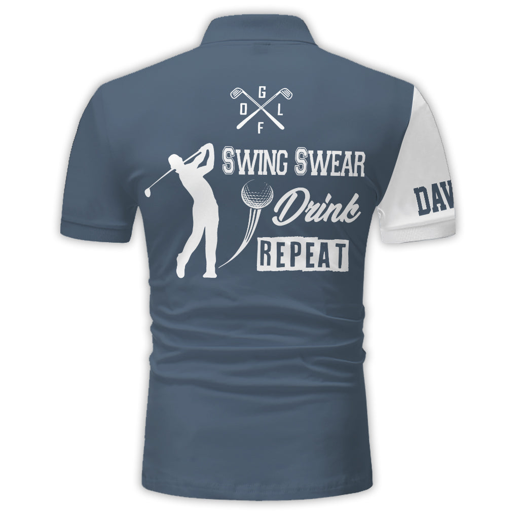 Swing Swear Drink - Personalized Golf Polo Shirt
