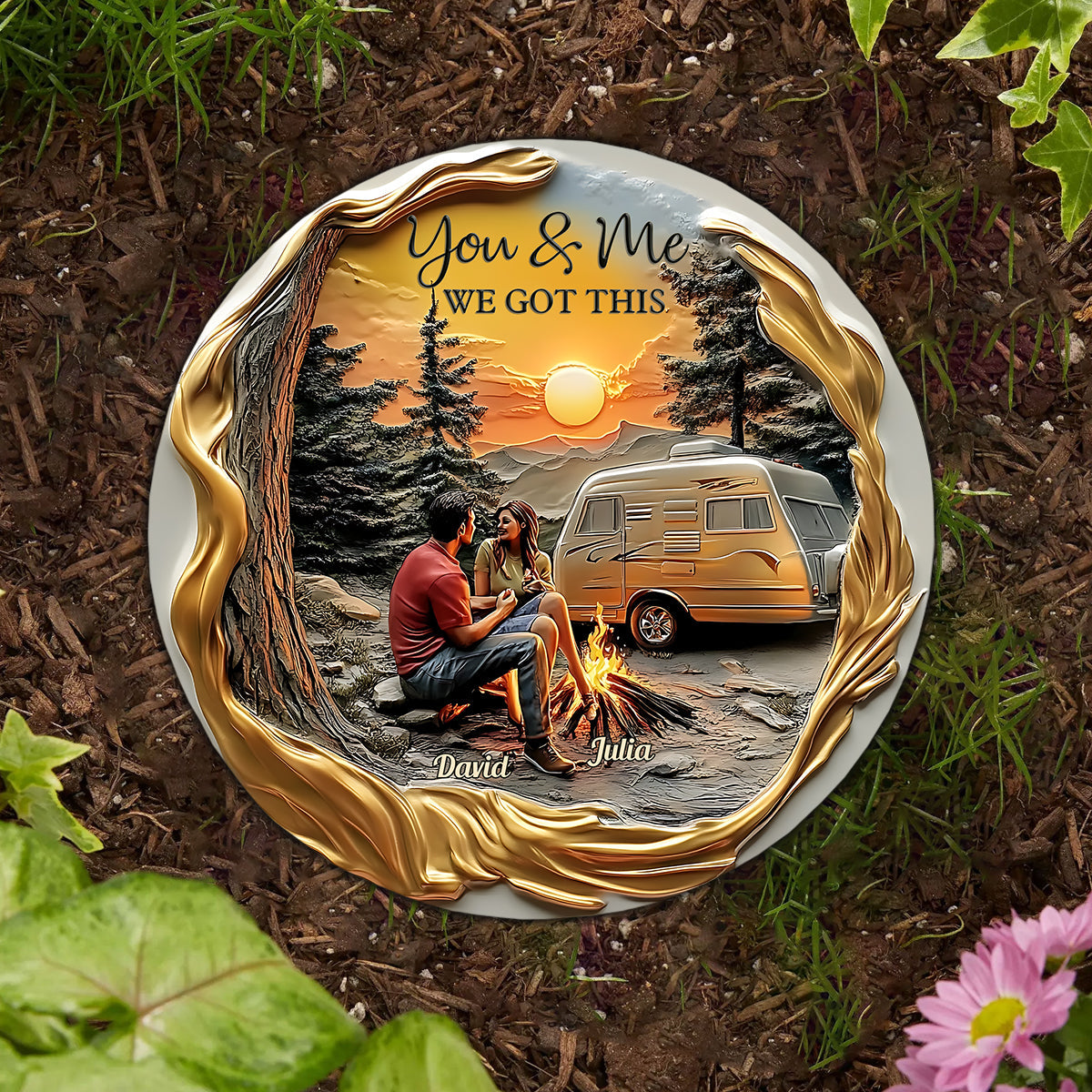 You & Me We Got This - Personalized Camping Round Shaped Stone