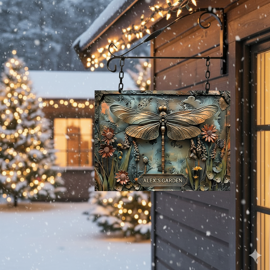 Stunning Dragonfly - Personalized Metal Sign, A Thoughtful Christmas Gift for Garden Lovers