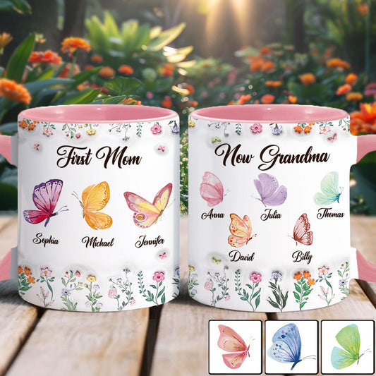 First Mom Now Grandma - Personalized Grandma Accent Mug