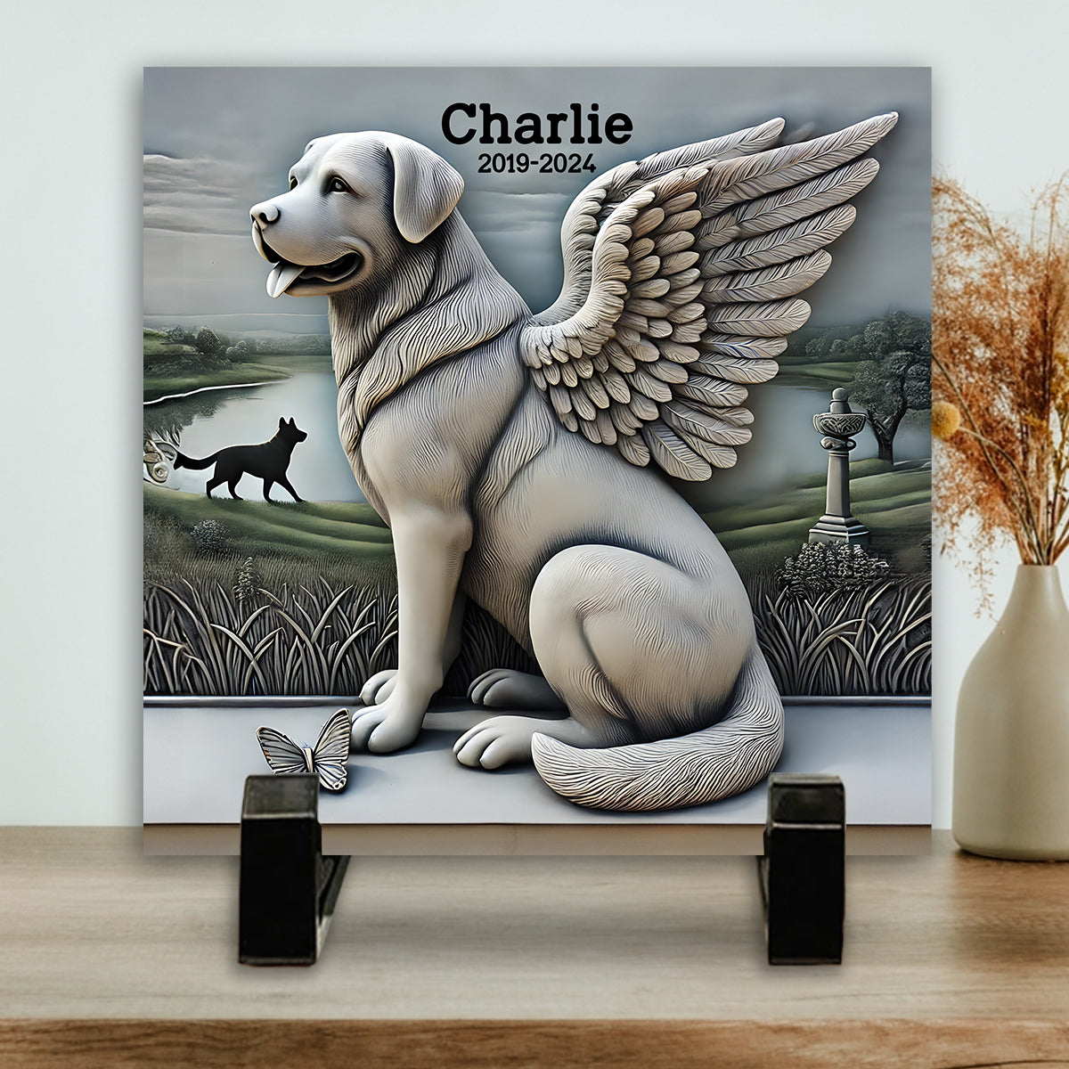 Forever In Our Hearts - Personalized Dog Square Shaped Stone