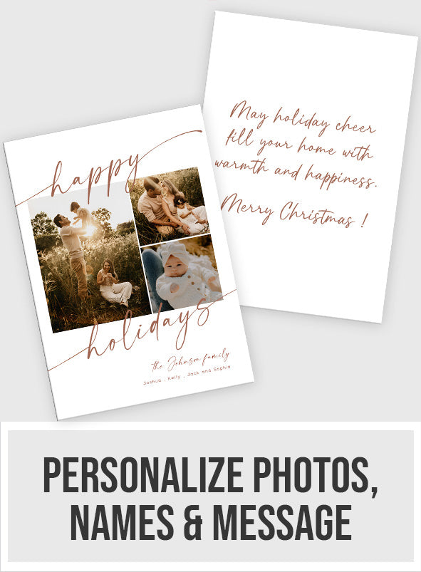 Custom Photos Names And Message Happy Holiday Card - Personalized Family Greeting Card