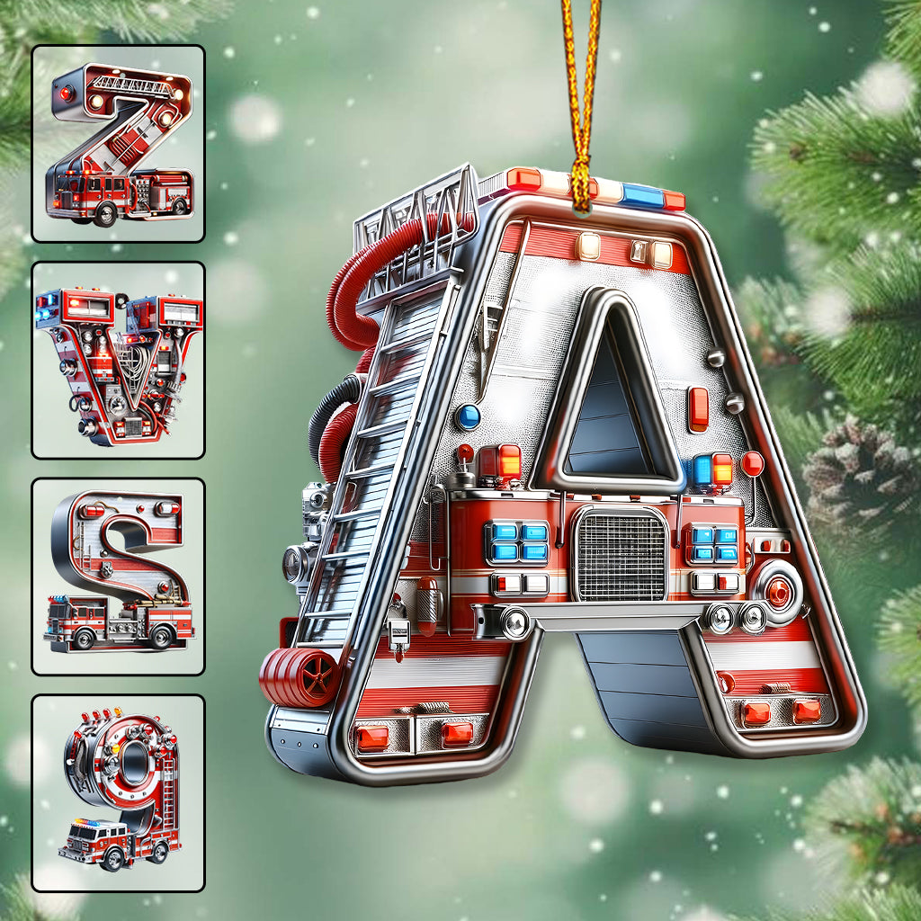 Fire Truck Alphabet - Personalized Kid Ornament