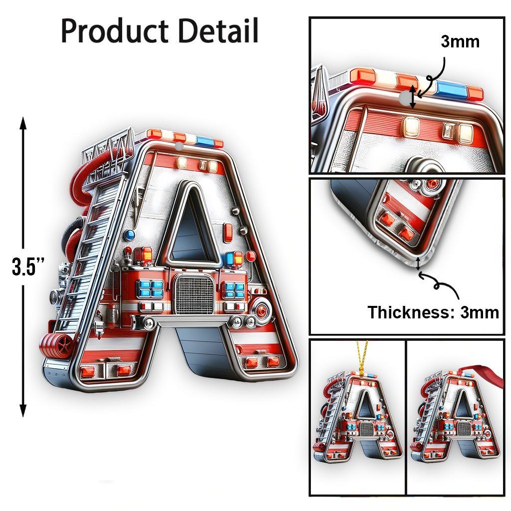 Fire Truck Alphabet - Personalized Kid Ornament