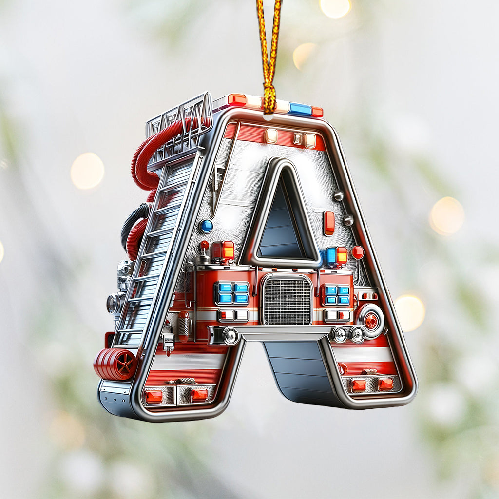 Fire Truck Alphabet - Personalized Kid Ornament