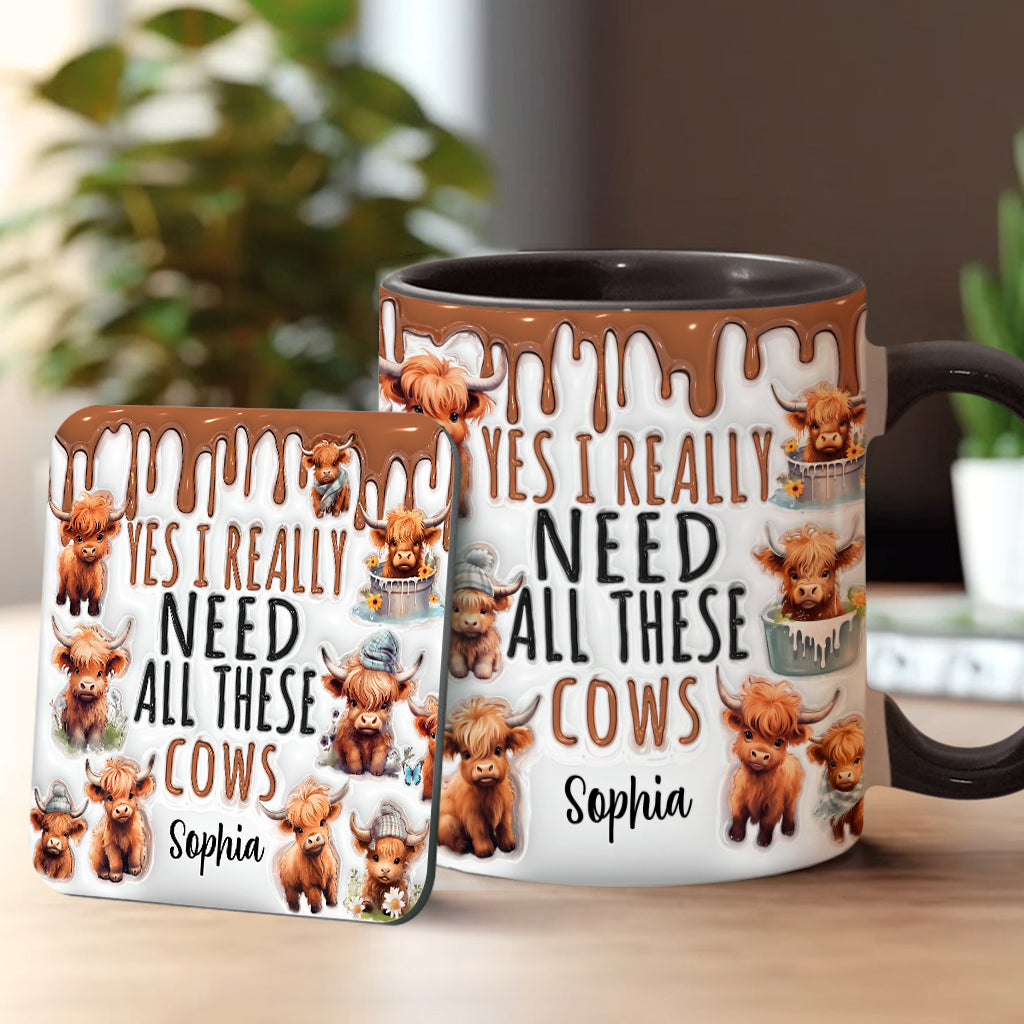 Yes I Really Need All These Cows - Personalized Accent Mug