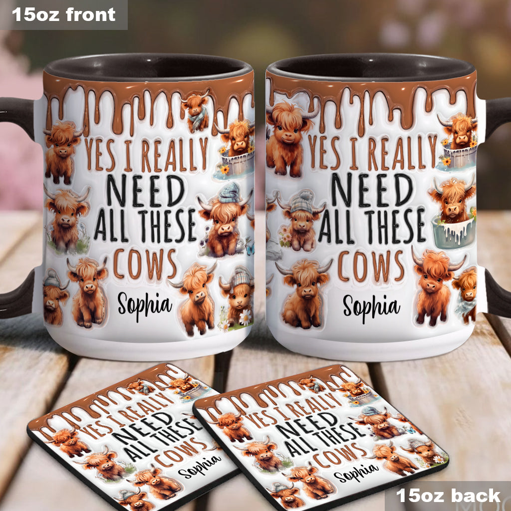 Yes I Really Need All These Cows - Personalized Accent Mug