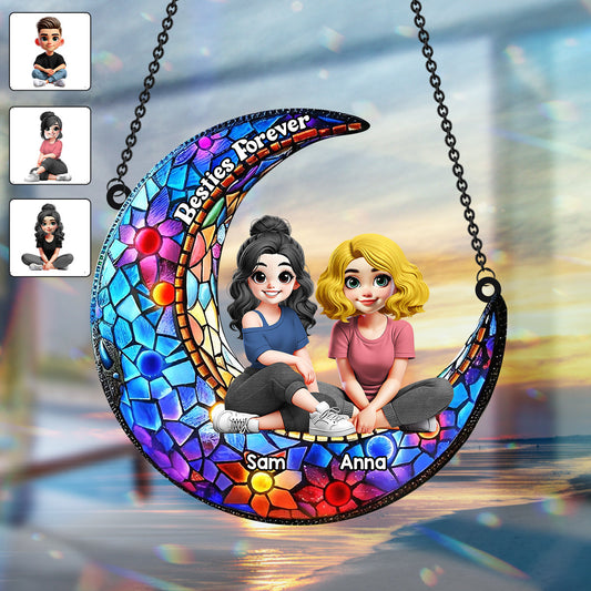 Besties Forever - Personalized Bestie Window Hanging Suncatcher Ornament