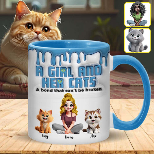 Me & My Cats Has Unbreakable Bond - Personalized Cat Accent Mug