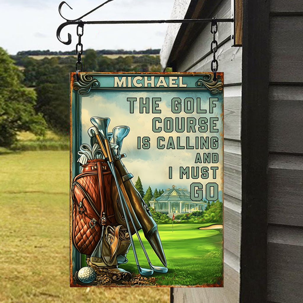The Golf Course Is Calling And I Must Go - Personalized Golf Rectangle Metal Sign