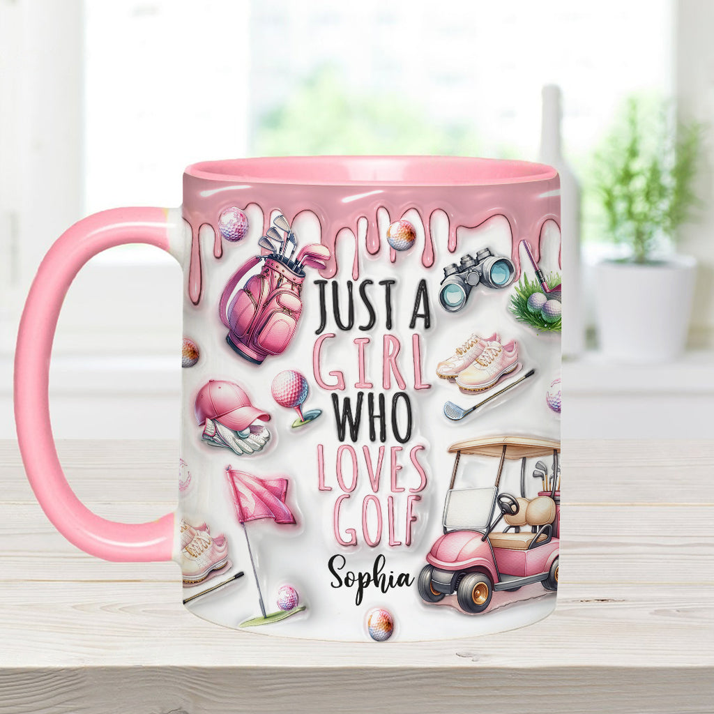 Just A Girl Who Loves Golf - Personalized Golf Accent Mug