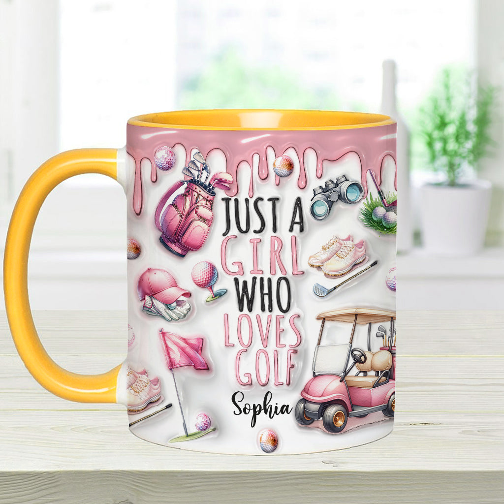 Just A Girl Who Loves Golf - Personalized Golf Accent Mug