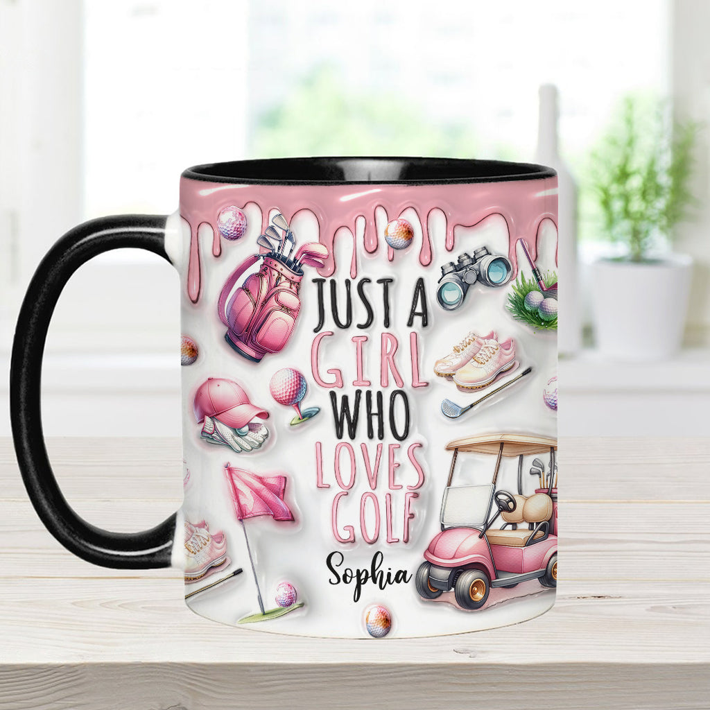 Just A Girl Who Loves Golf - Personalized Golf Accent Mug