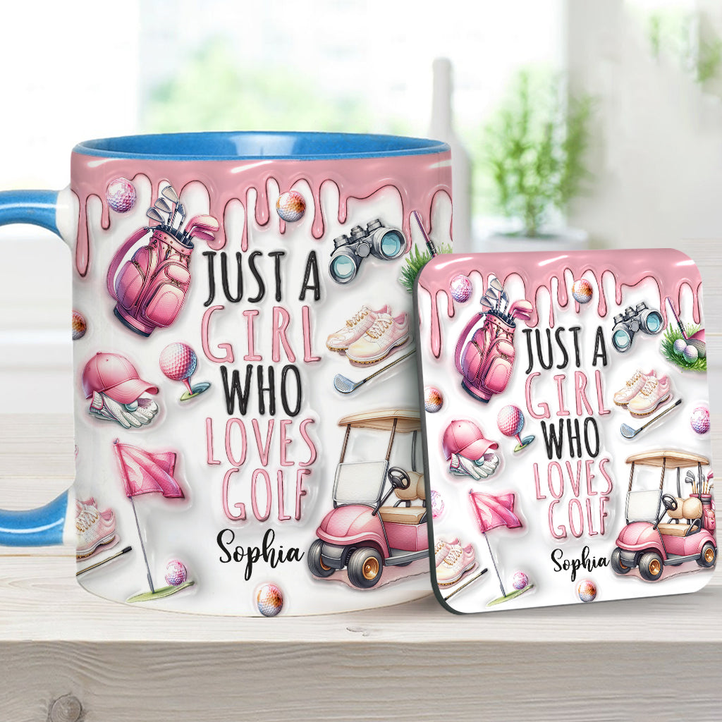 Just A Girl Who Loves Golf - Personalized Golf Accent Mug