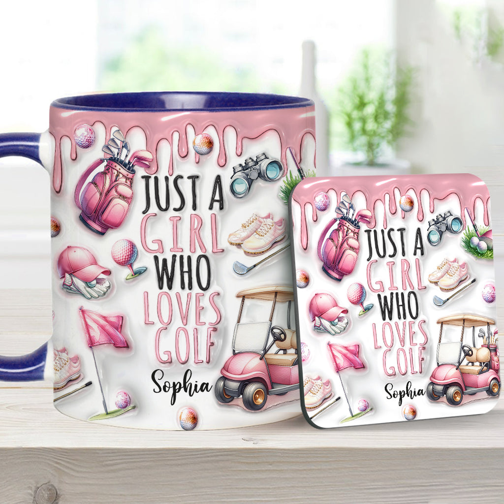 Just A Girl Who Loves Golf - Personalized Golf Accent Mug