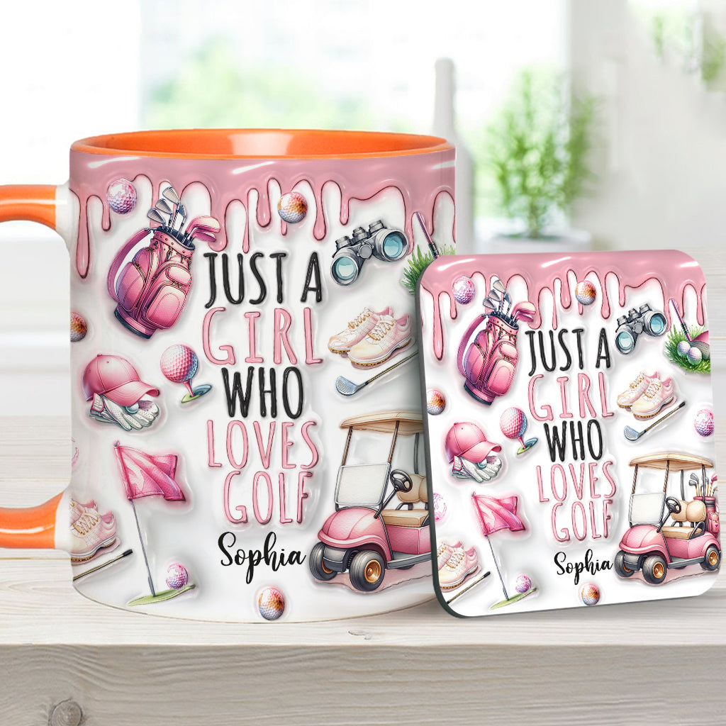 Just A Girl Who Loves Golf - Personalized Golf Accent Mug