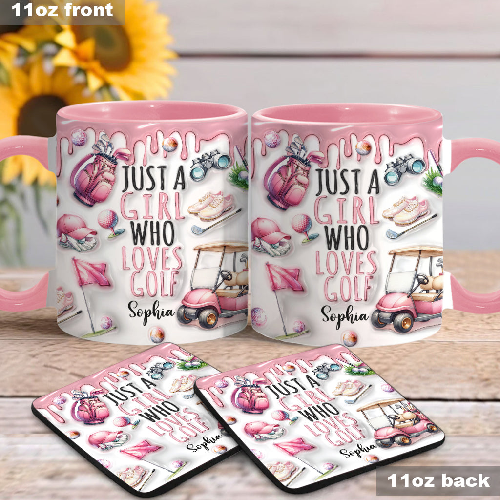 Just A Girl Who Loves Golf - Personalized Golf Accent Mug