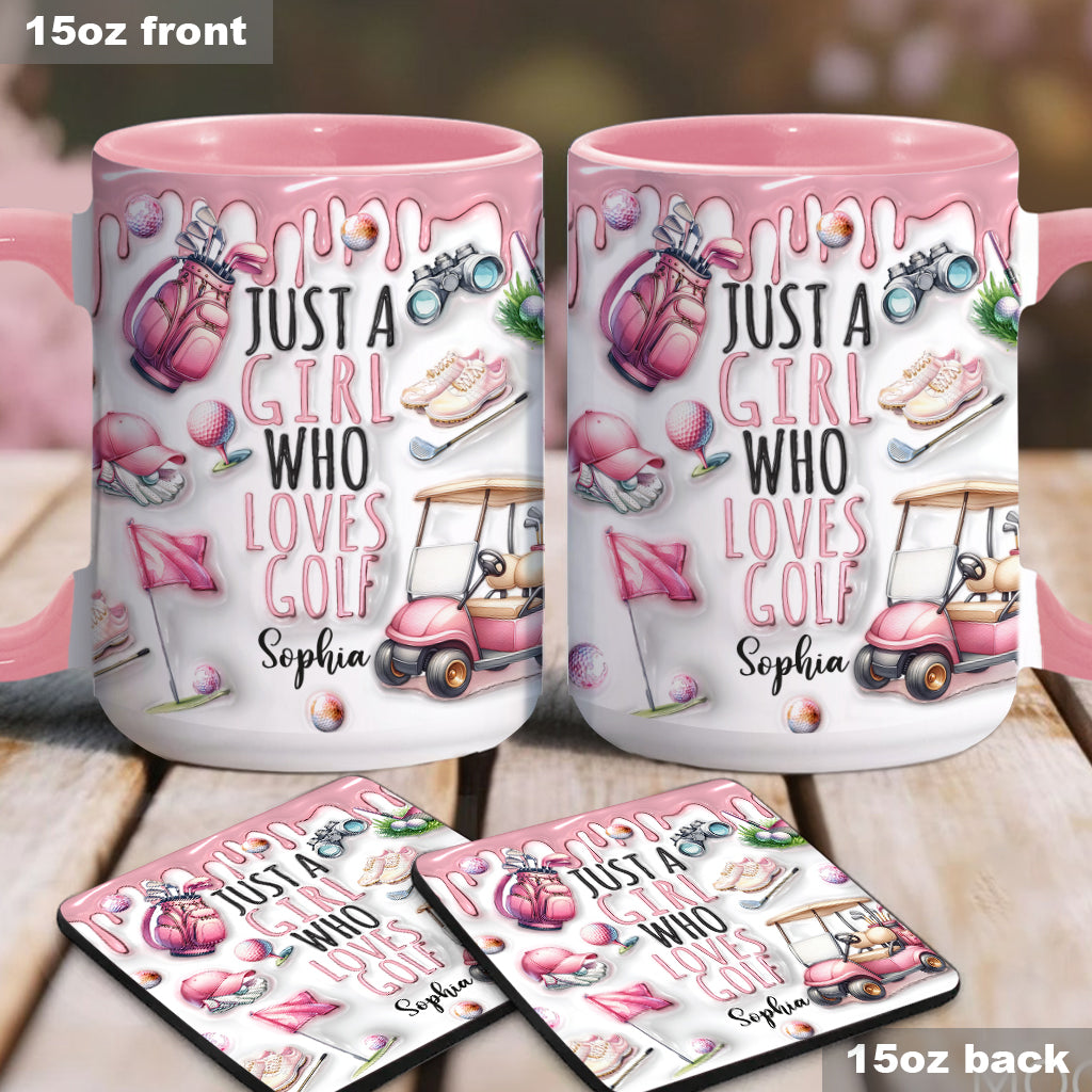 Just A Girl Who Loves Golf - Personalized Golf Accent Mug