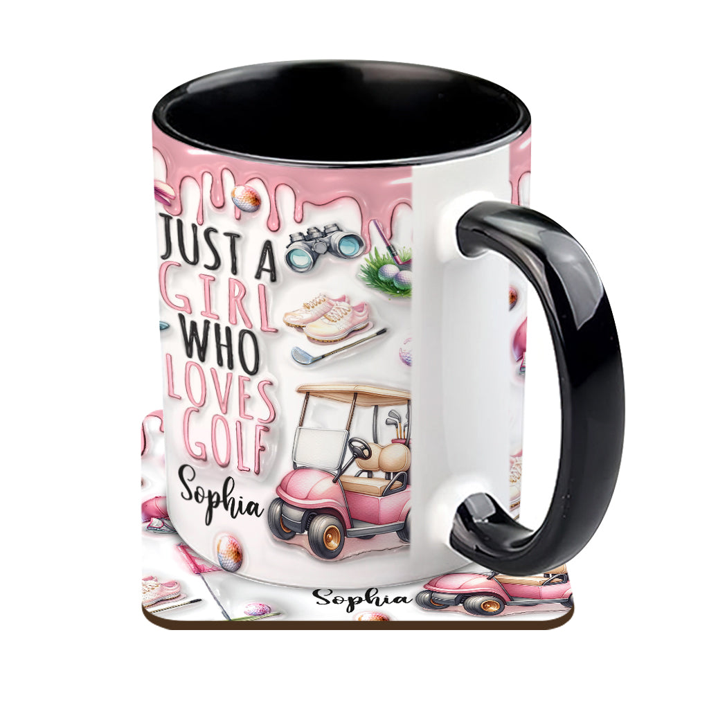 Just A Girl Who Loves Golf - Personalized Golf Accent Mug