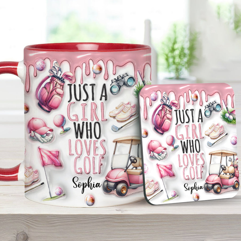 Just A Girl Who Loves Golf - Personalized Golf Accent Mug