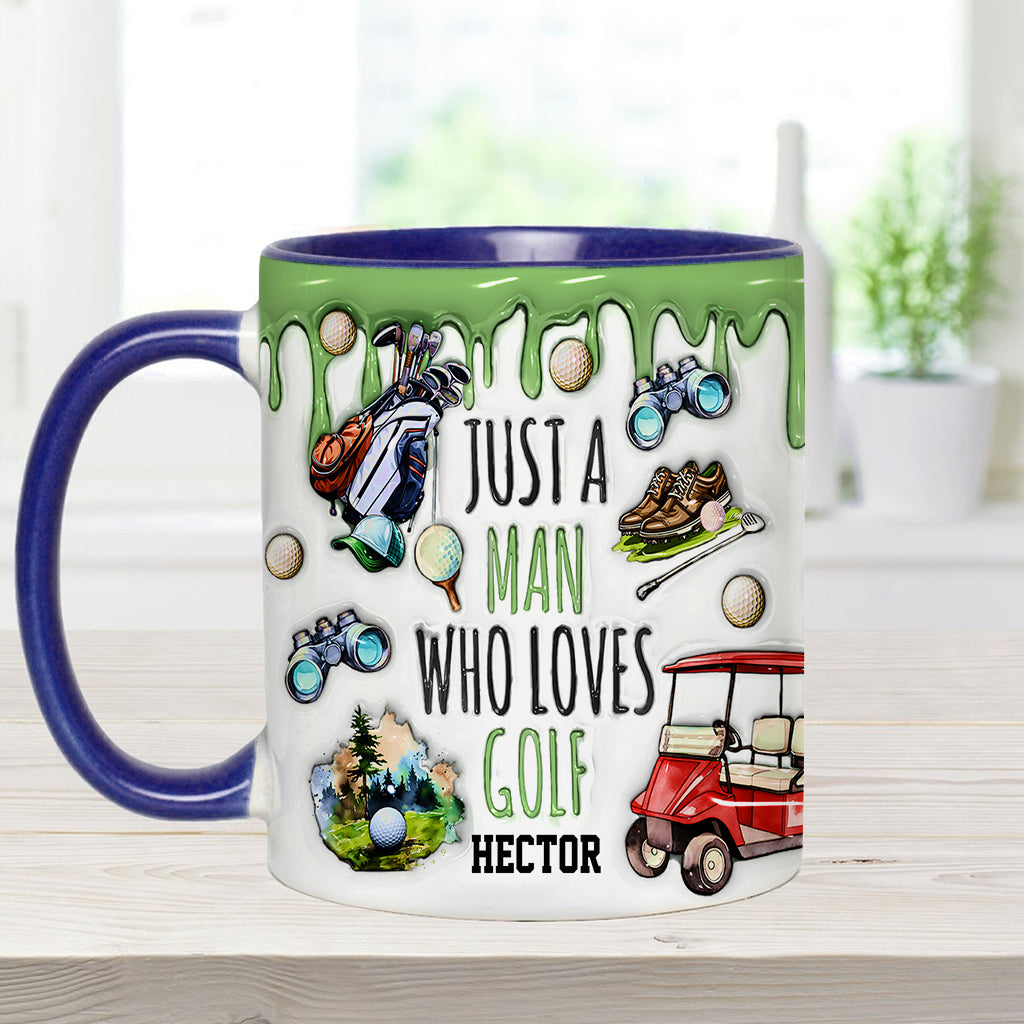 Just A Man Who Loves Golf - Personalized Golf Accent Mug