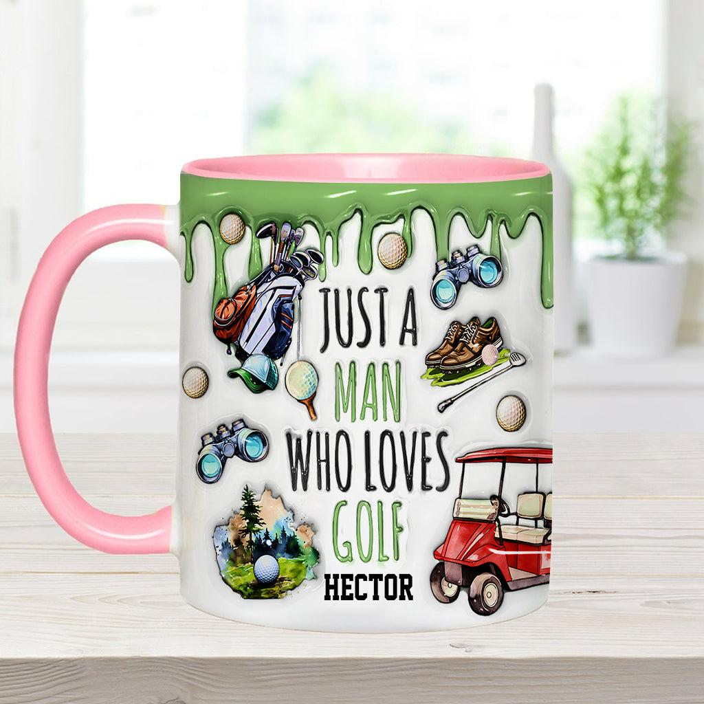 Just A Man Who Loves Golf - Personalized Golf Accent Mug