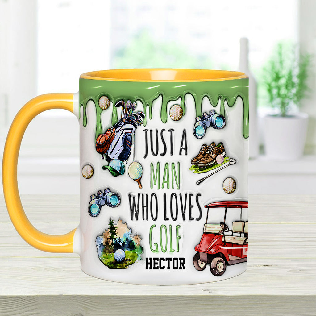 Just A Man Who Loves Golf - Personalized Golf Accent Mug