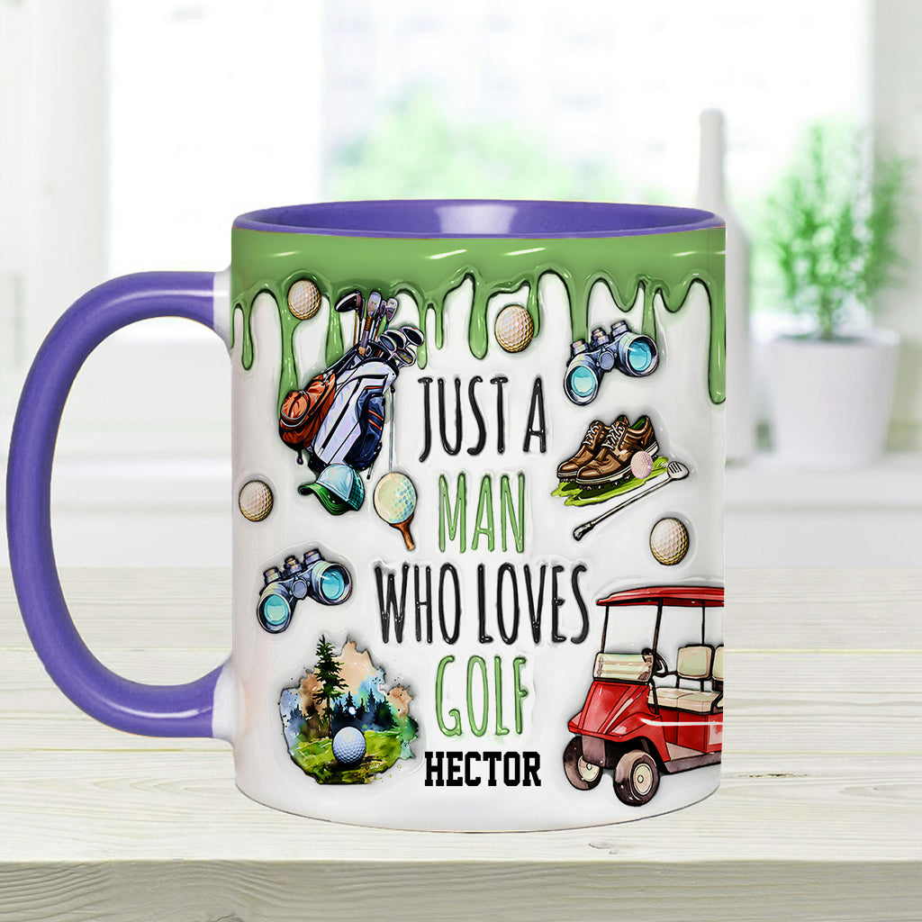 Just A Man Who Loves Golf - Personalized Golf Accent Mug