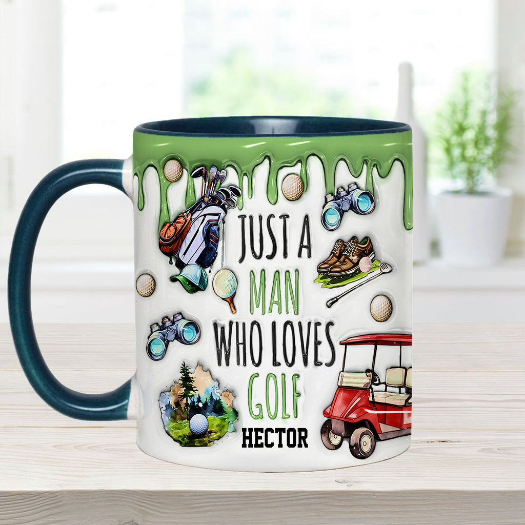 Just A Man Who Loves Golf - Personalized Golf Accent Mug