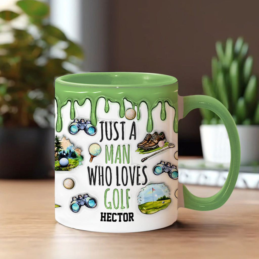 Just A Man Who Loves Golf - Personalized Golf Accent Mug