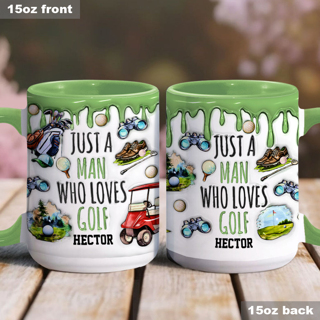 Just A Man Who Loves Golf - Personalized Golf Accent Mug