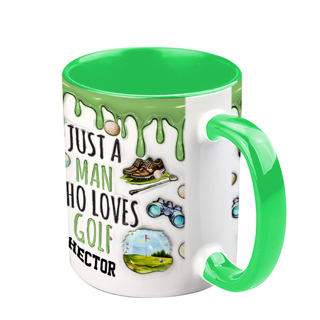 Just A Man Who Loves Golf - Personalized Golf Accent Mug
