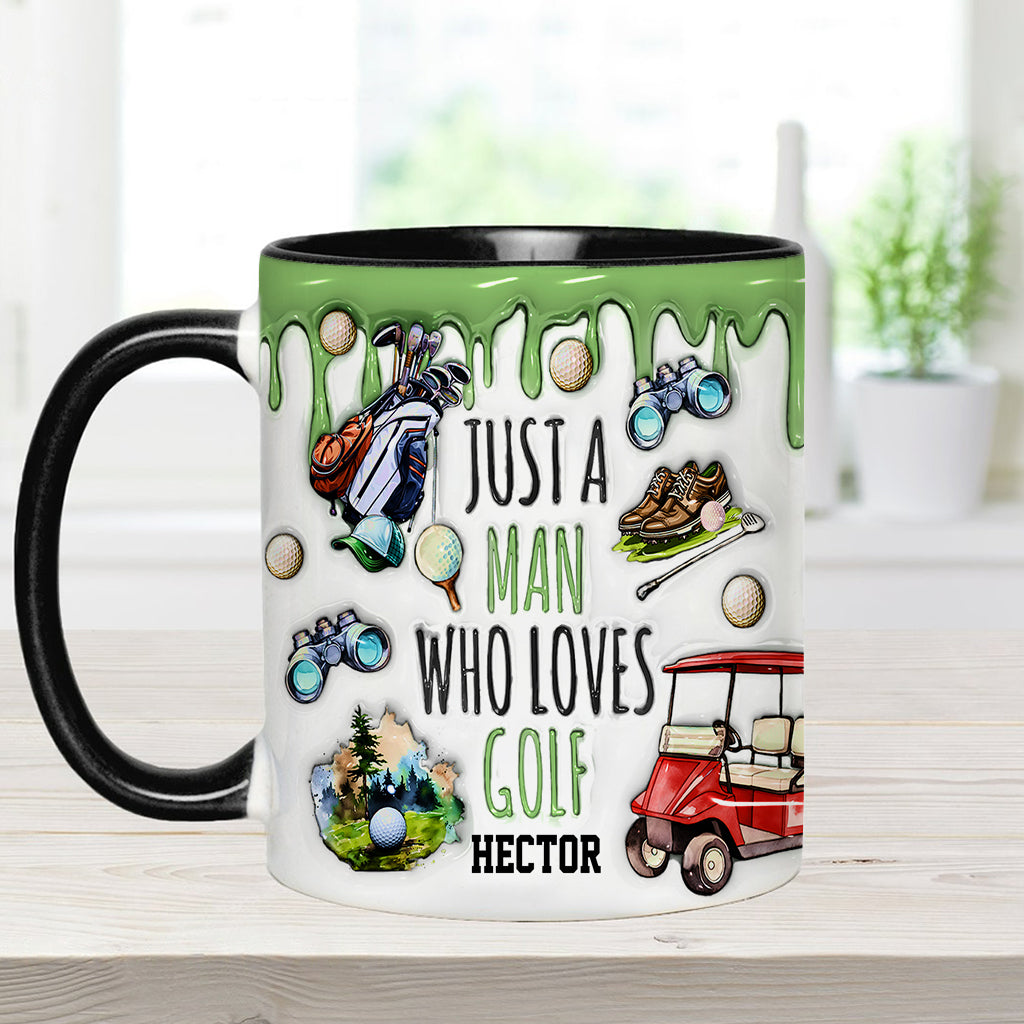 Just A Man Who Loves Golf - Personalized Golf Accent Mug