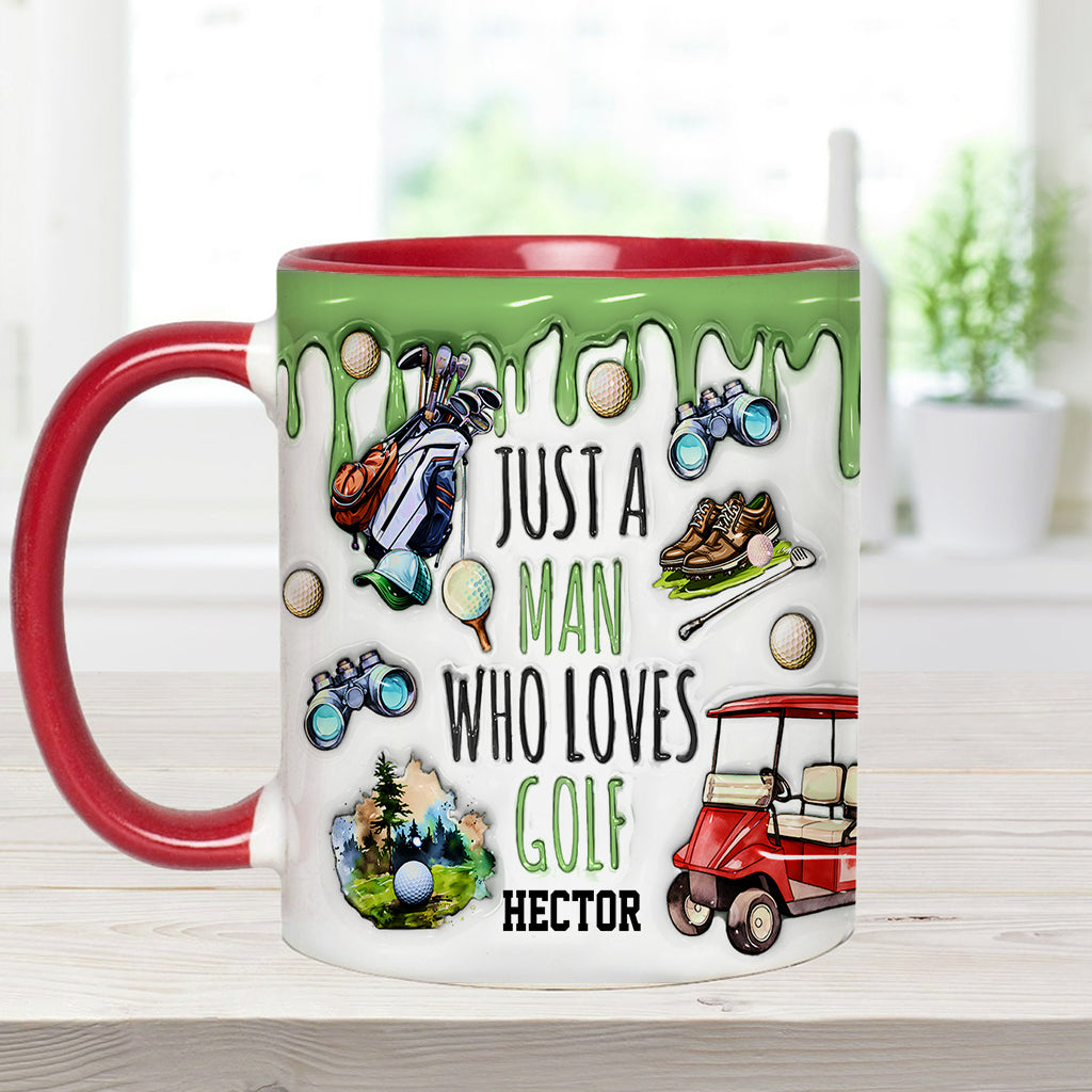 Just A Man Who Loves Golf - Personalized Golf Accent Mug