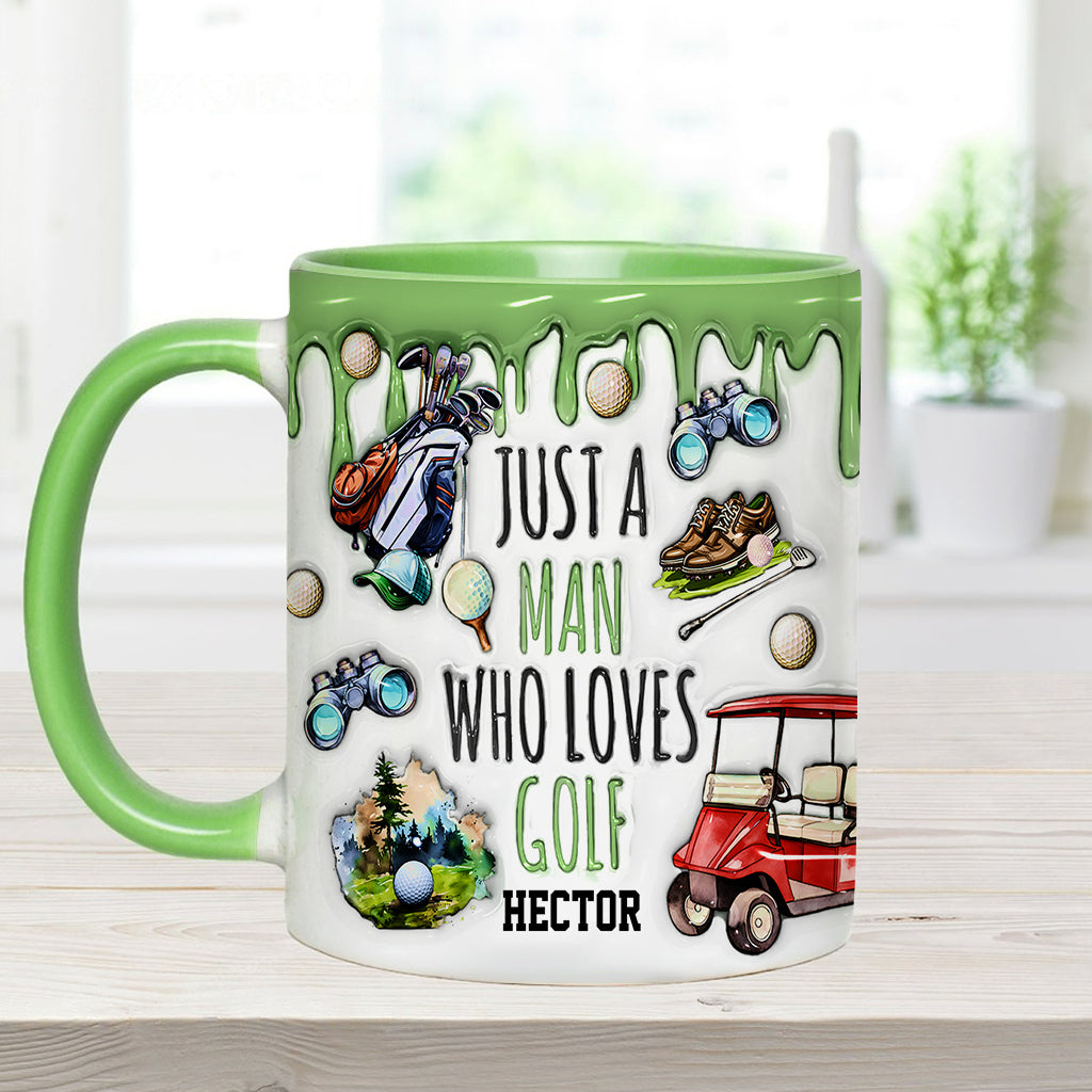 Just A Man Who Loves Golf - Personalized Golf Accent Mug