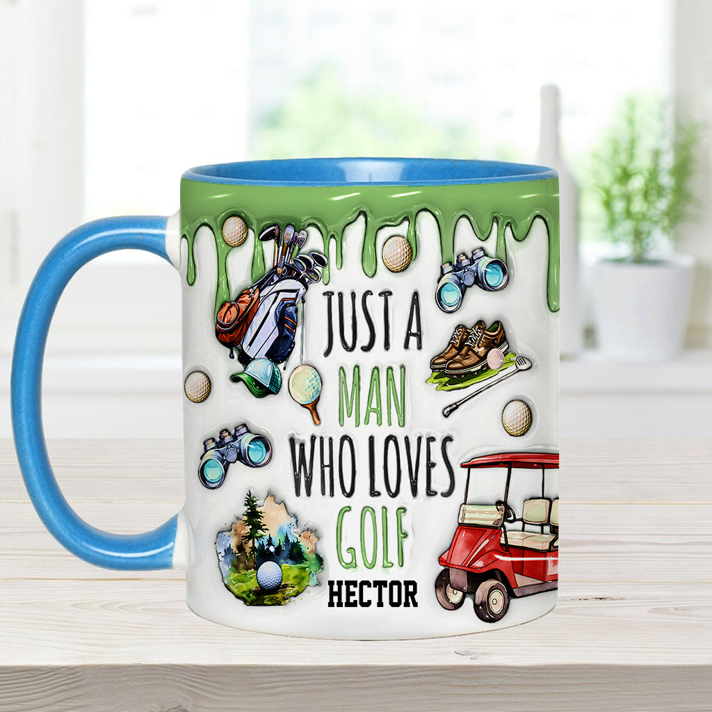 Just A Man Who Loves Golf - Personalized Golf Accent Mug