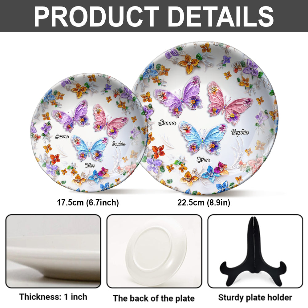 Bestie Floral Butterflies - Personalized Bestie Ceramic Round Plate