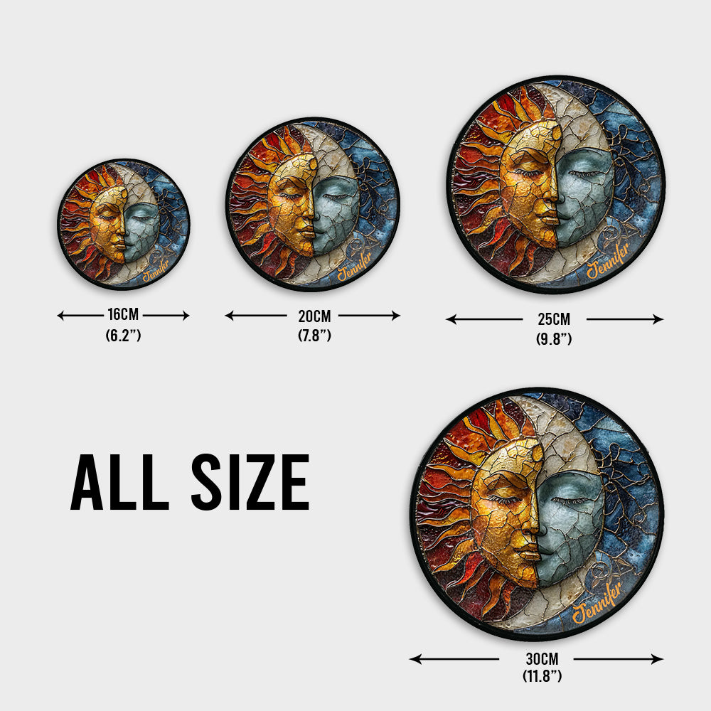 Live By The Sun Love By The Moon - Personalized Hippie Stained Glass Suncatcher