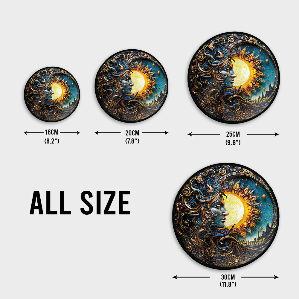 Live By The Sun Love By The Moon - Personalized Hippie Stained Glass Suncatcher