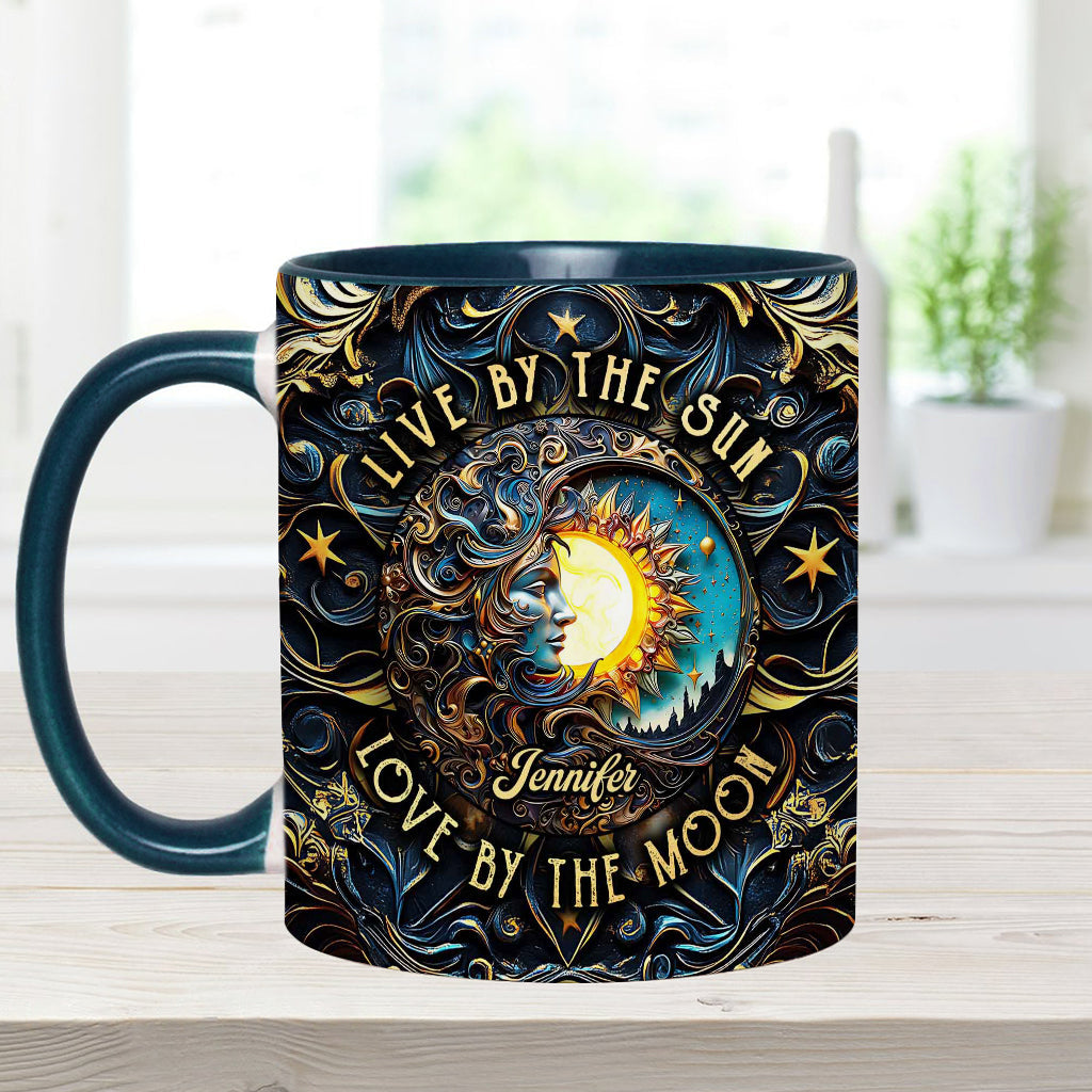 Live By The Sun Love By The Moon - Personalized Hippie Accent Mug