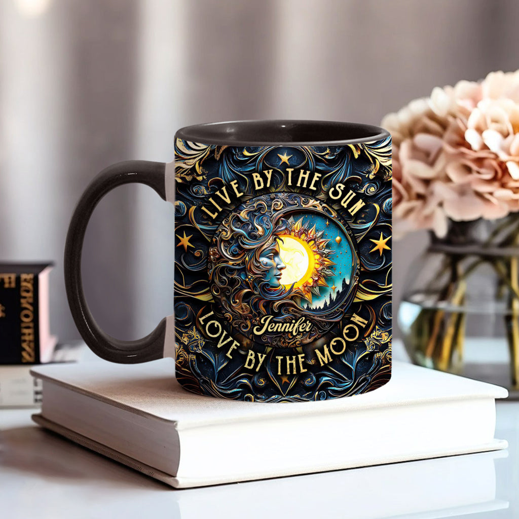 Live By The Sun Love By The Moon - Personalized Hippie Accent Mug