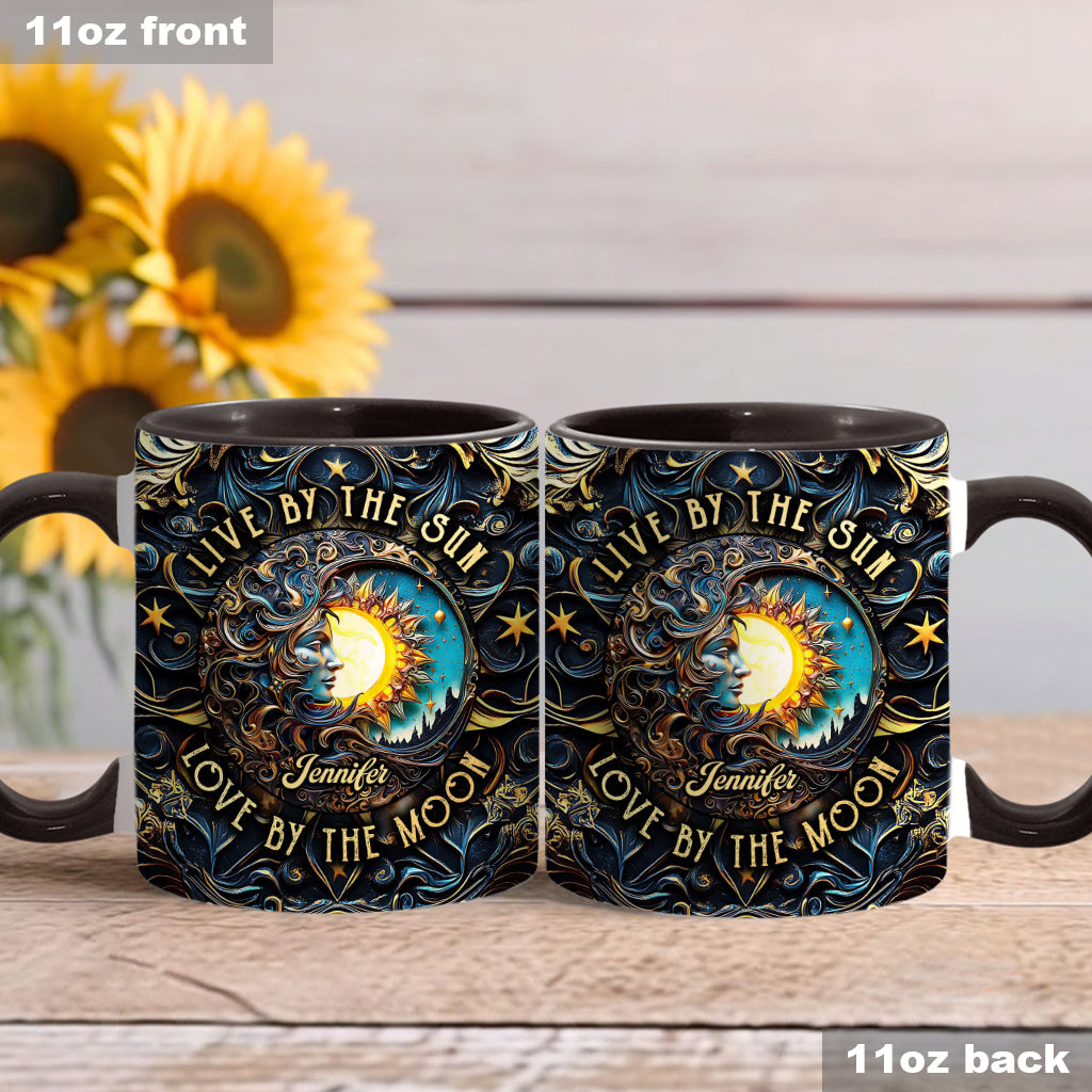Live By The Sun Love By The Moon - Personalized Hippie Accent Mug