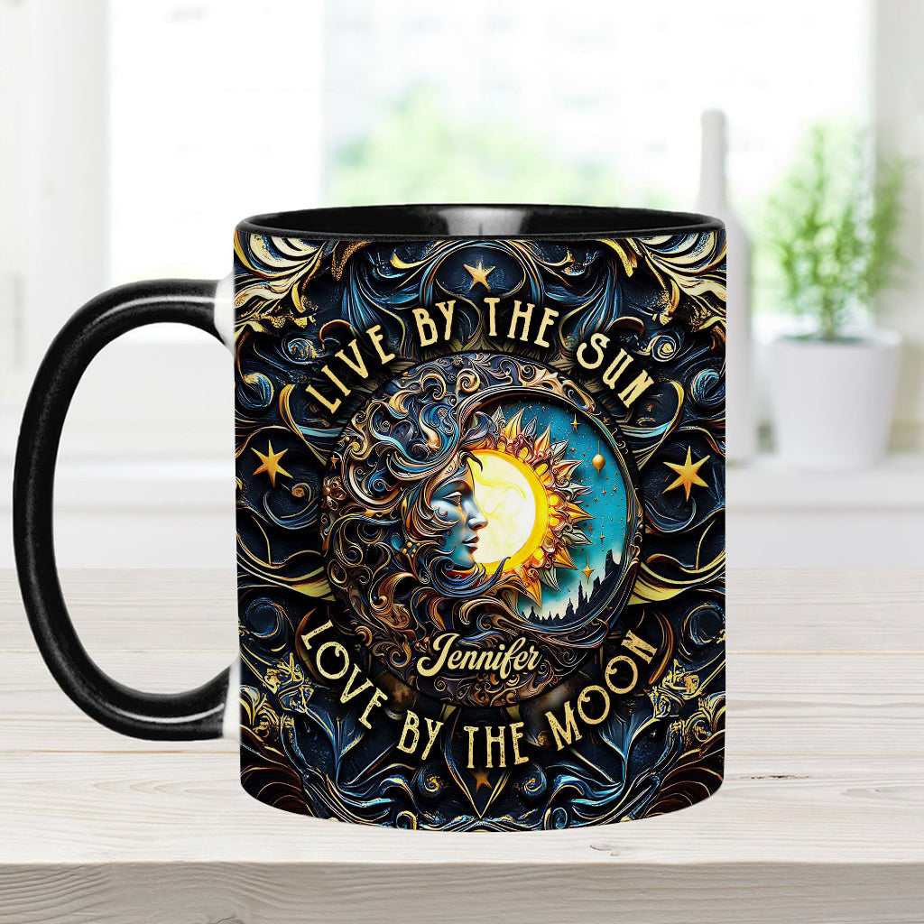 Live By The Sun Love By The Moon - Personalized Hippie Accent Mug