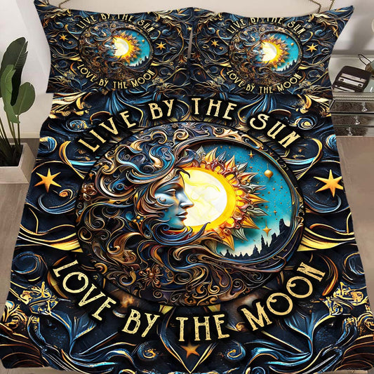 Live By The Sun Love By The Moon - Personalized Hippie Quilt Set