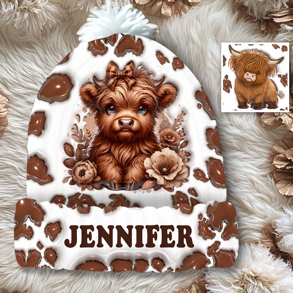 Beautiful Highland Cow - Personalized Beanie Hat