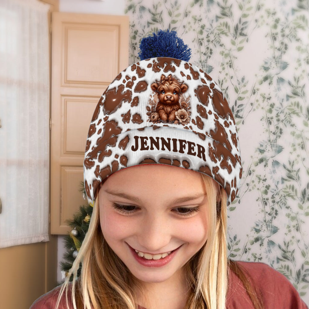 Beautiful Highland Cow - Personalized Beanie Hat
