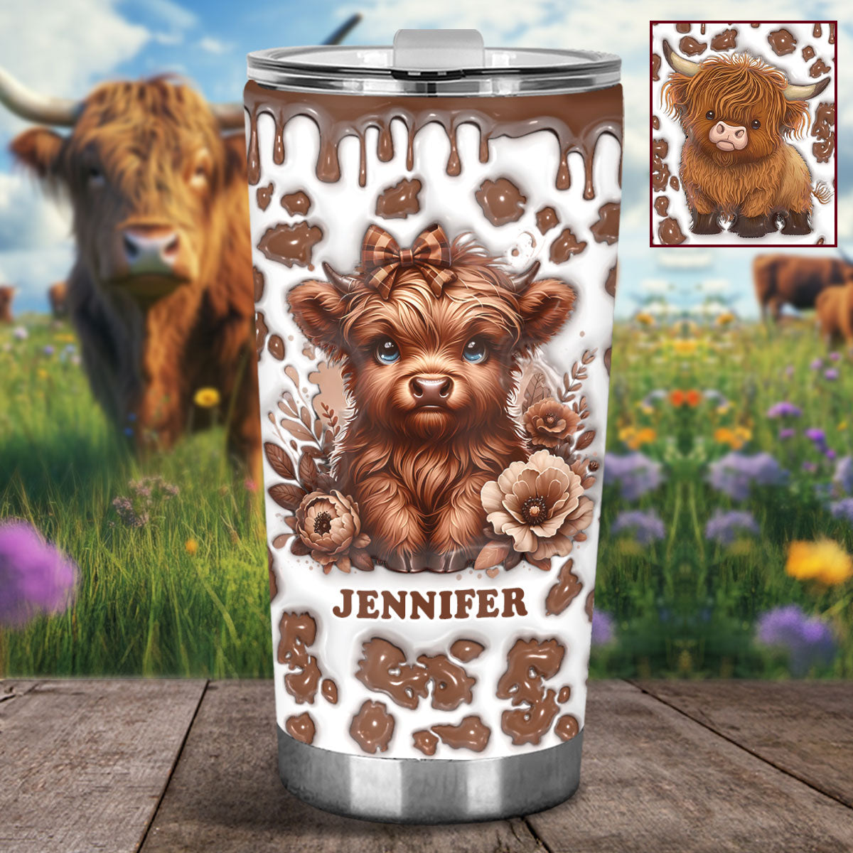 Beautiful Highland Cow - Personalized Tumbler